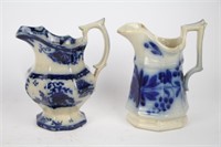 TWO 19TH C. FLOW BLUE CREAMERS