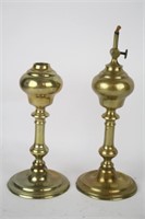 PAIR OF BRASS OIL LAMPS