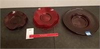 Lot of 10 Red Glass Plates