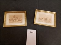 Set of 2 Alamo / Mission Signed Framed Prints