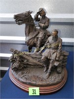 Civil War resin statue on wooden plaque