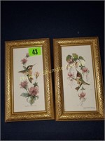 2 gold framed hummingbird prints