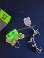 Sterling marked 925 earrings & 3 Sterling charms