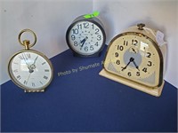 3-Gilbert 8-day, Timex & Brass Hamilton Alarm
