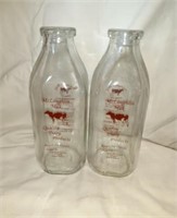 2 Super nice McLaughlin Milk bottles 9" tall