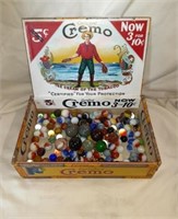 Cigar Box of Marbles with 8 Shooters