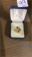 Sterling multi stone ring approx size 8 with box