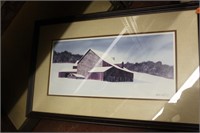 barn framed print, signed bob wantz