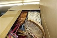 box full of wicker baskets, various sizes