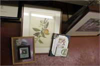 3 framed prints all flowers and small pictures
