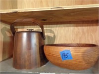 Ice Bucket & Wooden Bowl
