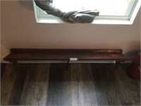 Heavy Wood & Copper Wall Shelf w/Back Splash