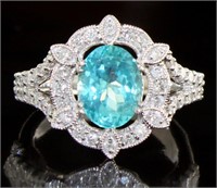 14K Gold 2.47 ct Oval Apatite and Diamond Ring