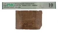 1773 Pennsylvania Colonial Note - 2 Shillings