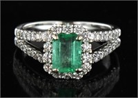 14kt Gold Natural 1.93 ct Emerald & Diamond Ring