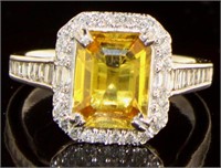 14K White Gold 2.91 ct Sapphire and Diamond Ring
