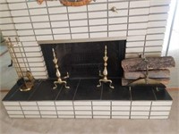 Fireplace tools and log holder