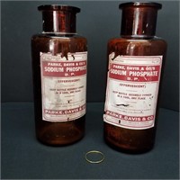 VTG 40s PARKE DAVIS CO SODIUM PHOSP. DRUG BOTTLES