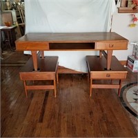 MID-CENTURY TEAK COFFEE TABLE W/ DRAWERS (3 PCS)