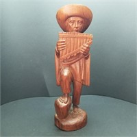 VINTAGE WOOD HAND CARVED MUSICIAN SCULPTURE