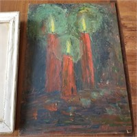 VTG CANDLES OIL PAINTING