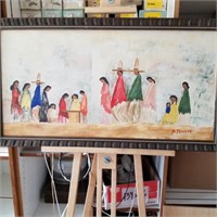 VTG PAINTING OF WEDDING CELEBRATION BY D. FOWLER