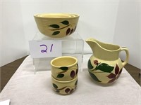 Watt Pottery 7 1/2" Stacking Bowls, 7" Pitcher