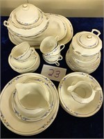White/Blue Gold Trim Dishes Multiple pieces
