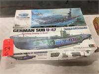 sub and aircraft carrier models