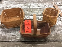 3 Longaberger baskets-'90 Gingerbread, etc signed