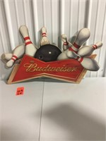 Budweiser bowling tin signs