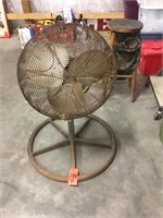 metal fan on stand, works but blades need bent
