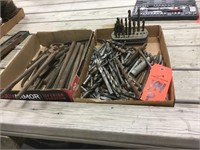 punches, drill bits, 2 boxes