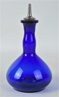 VINTAGE COBALT BLUE GLASS BARBER BOTTLE
