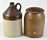 TWO ANTIQUE STONEWARE POTTERY CROCKERY