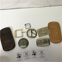 Belt Buckles and Tooled Leather Pouches