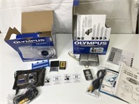 Two Olympus Digital Cameras w/ Chargers in Boxes