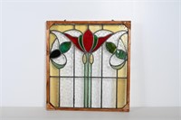Vintage Leaded Stained Glass In Frame (Some Damage