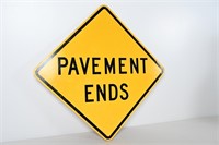 Vtg Wooden Retired Highway Sign - Pavement Ends