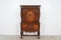 Antique Jacobean Revival Style Buffet Cabinet