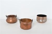 Vtg Hand Crafted Copper Bowls, 1Silver Egyptian Ov