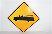 Vintage Metal Retired Highway Sign Fire Truck