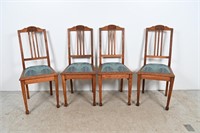 Vintage Carved Mission Style Upholstered Chairs