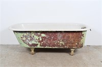 Antique Enameled Cast Iron Claw Foot Bathtub