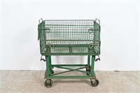 Vintage Green Industrial Trolley Cart