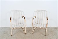 Vintage Strap Metal Patio Spring Chairs