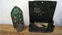 Stained Glass Candle Holder & Comb Holder & Mirror
