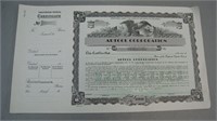 Original Issued Artcol Corp Stock Certificate