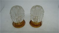 Vintage Pair Salt & Pepper Shakers Crystal Globes