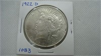 1922 D Silver Peace Dollar
